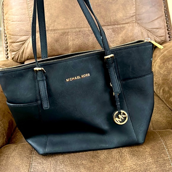 Michael Kors medium black leather tote